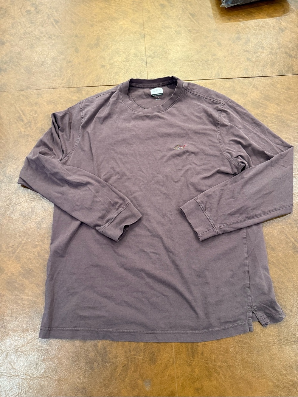 Greg Norman Men’s Long Sleeve Crewneck Shirt - Brown Size poop Large 100% Cotton